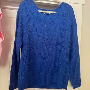Women's Royal Blue Crewneck Knit Sweater